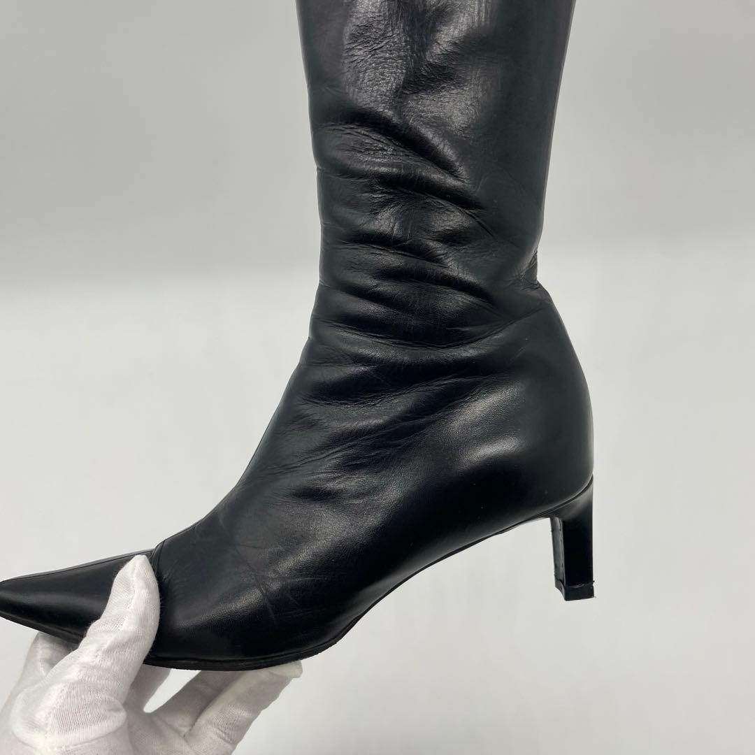 シャネル CHANEL ココマーク ロングブーツ ポインテッドトゥ 37 1/2