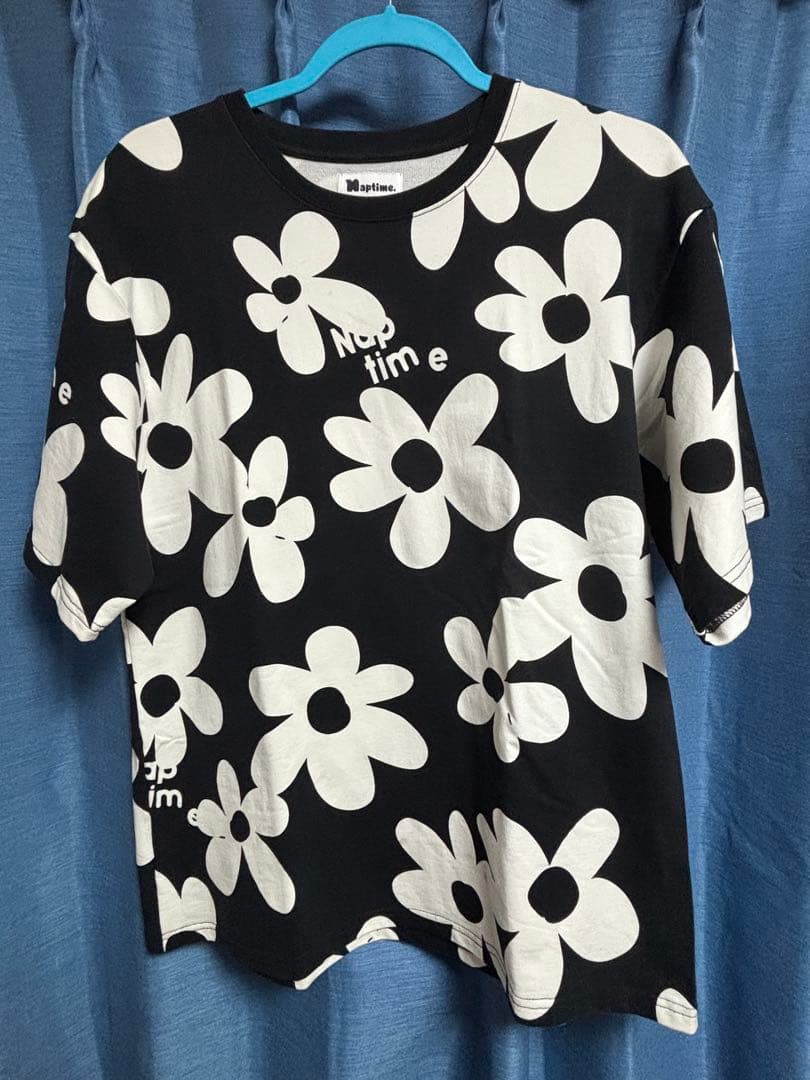Naptime. フラワー総柄プリントT-SHIRTS-BLACK Mサイズ