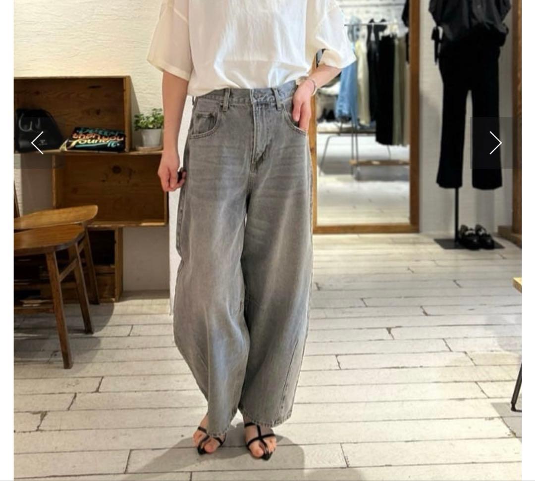 PUAL CE CIN デニムカーブレッグパンツ グレー