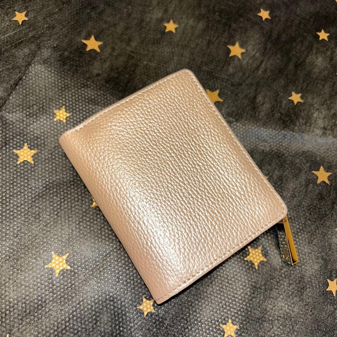 新品未使用　LANVIN enBleu 牛革　二つ折り財布　ラメ入りピンク