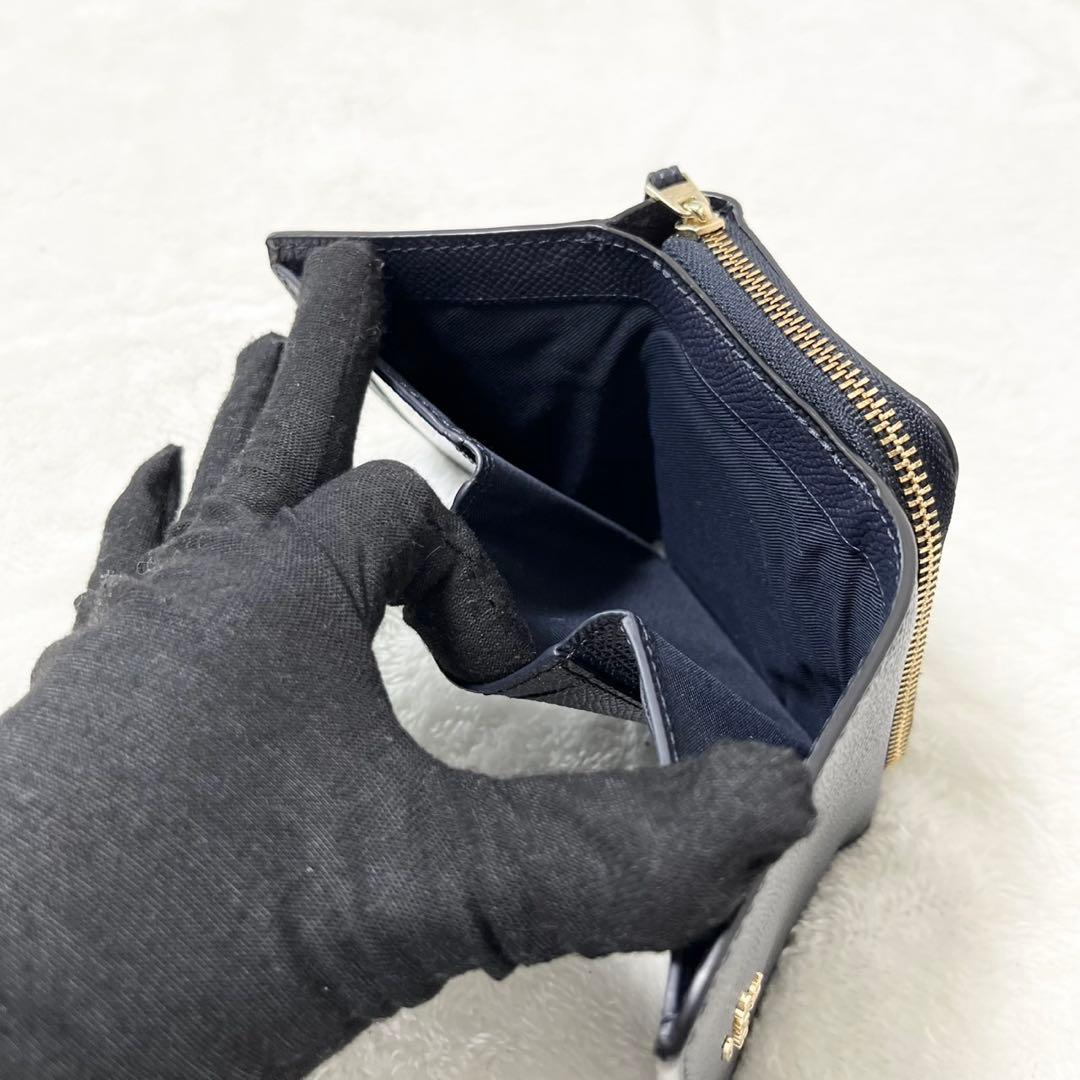 COACH 三つ折り財布 ネイビー レザー 新品