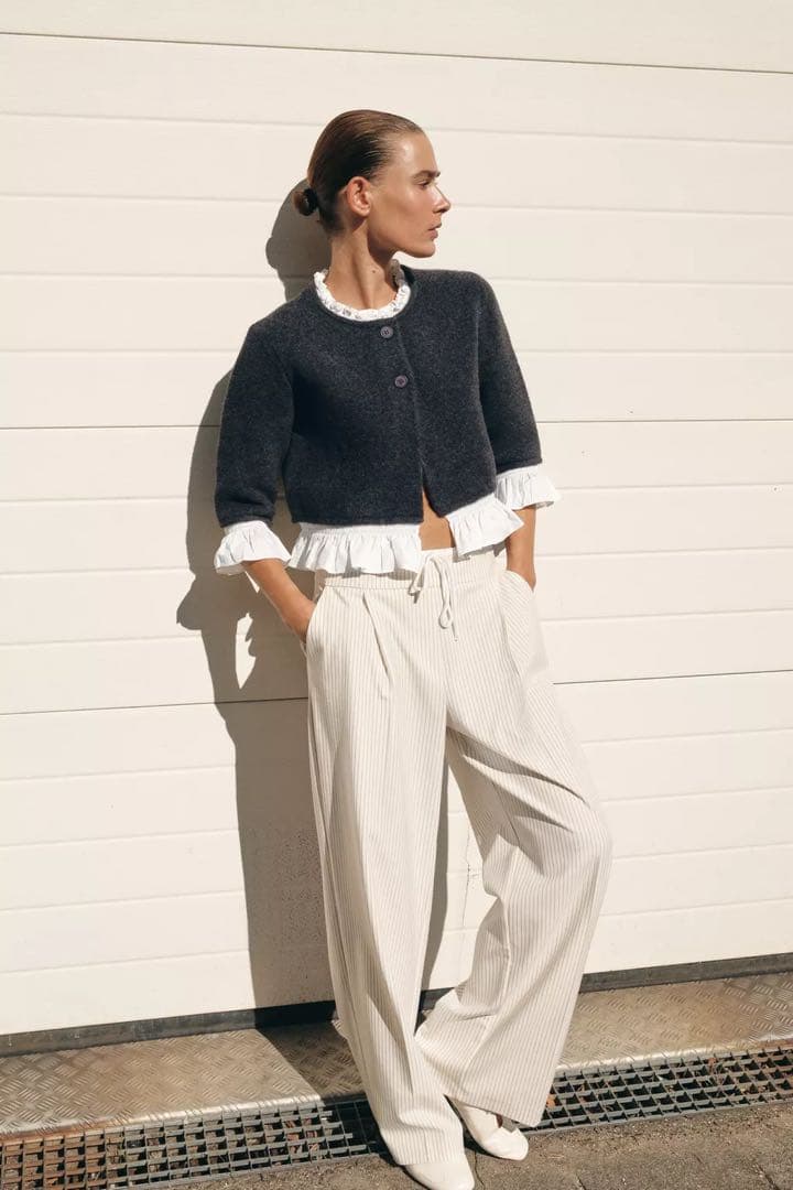 【ZARA 】ポプリンコンビニットジャケット S
