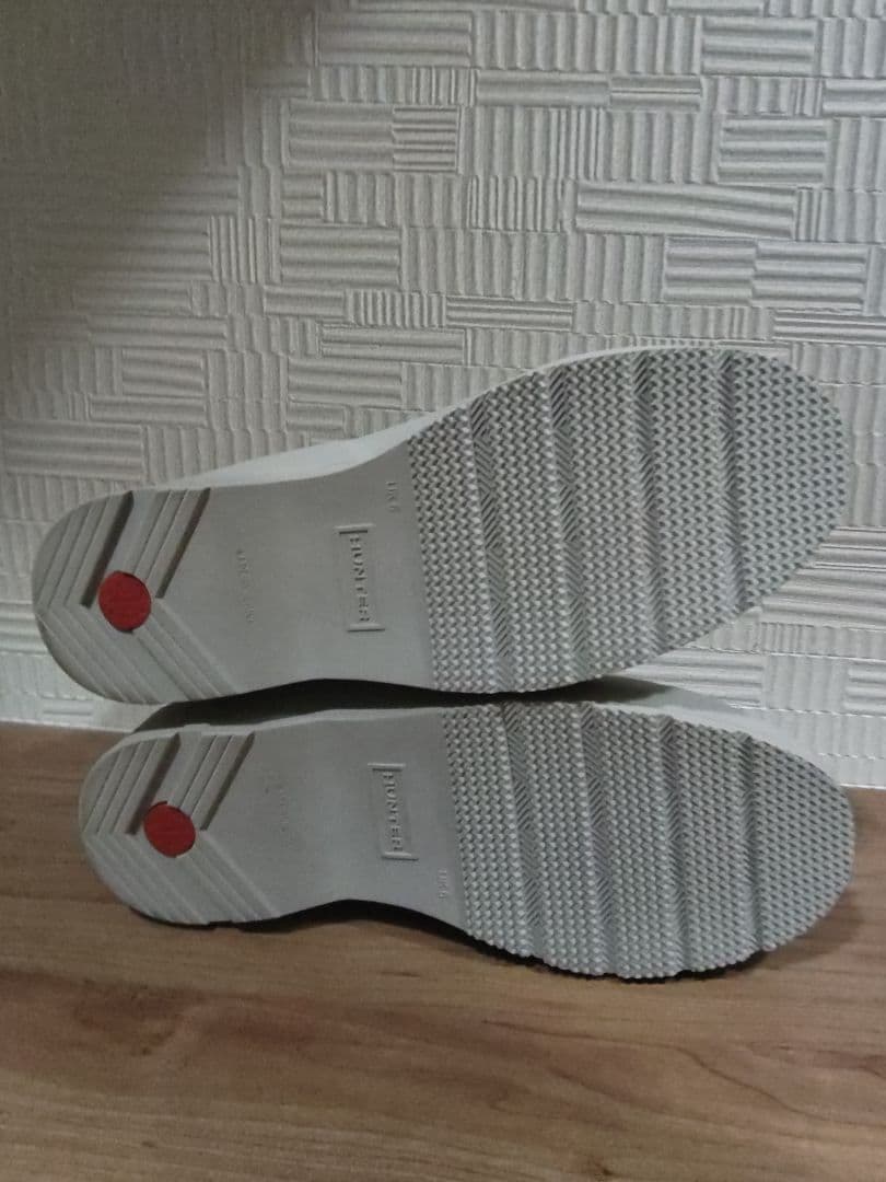 未使用！　美品！ HUNTER グレー ショートレインブーツUK6
