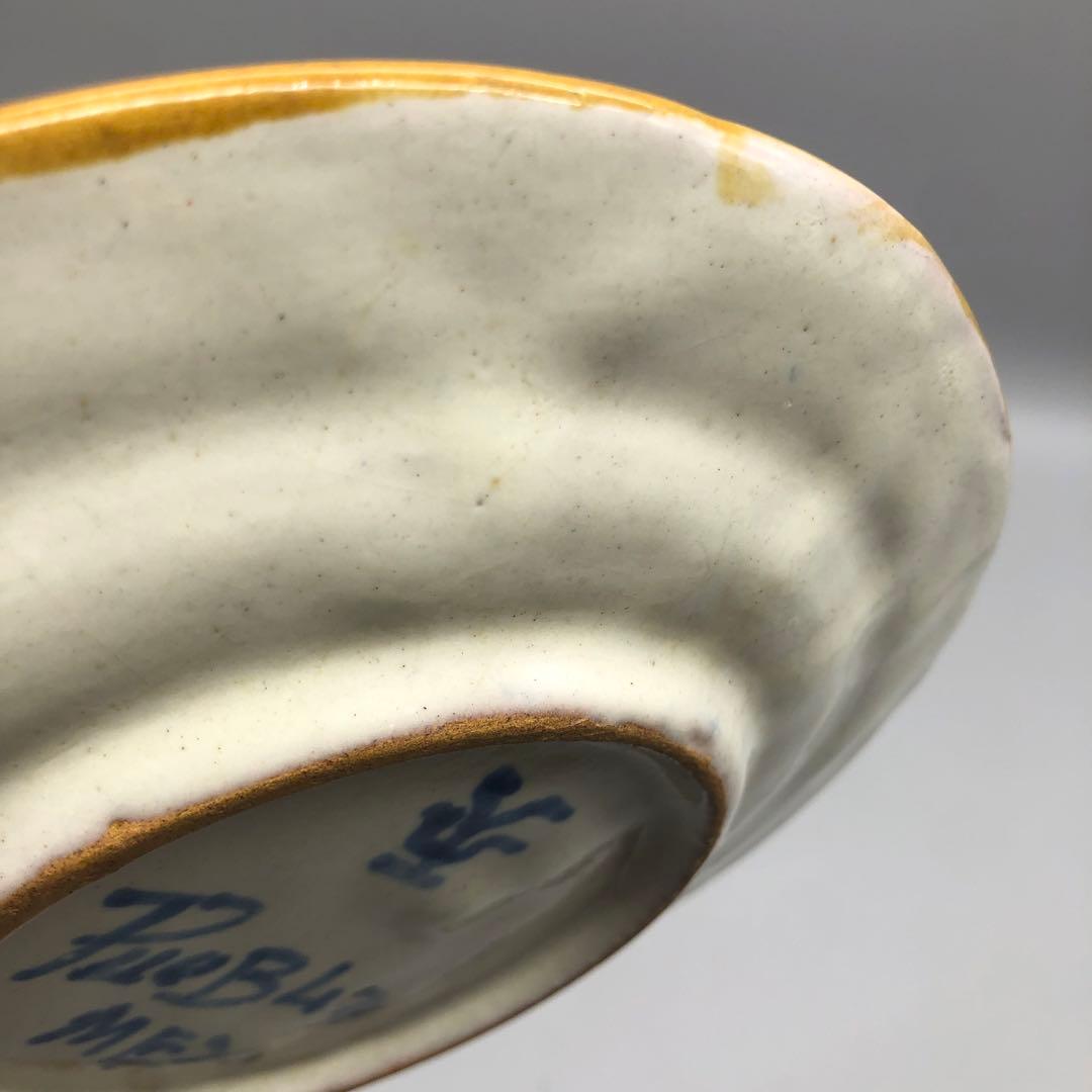 メキシコプエブラタラベラ焼ビンテージ陶器伝統工芸鳥バード中皿プレート19cmA