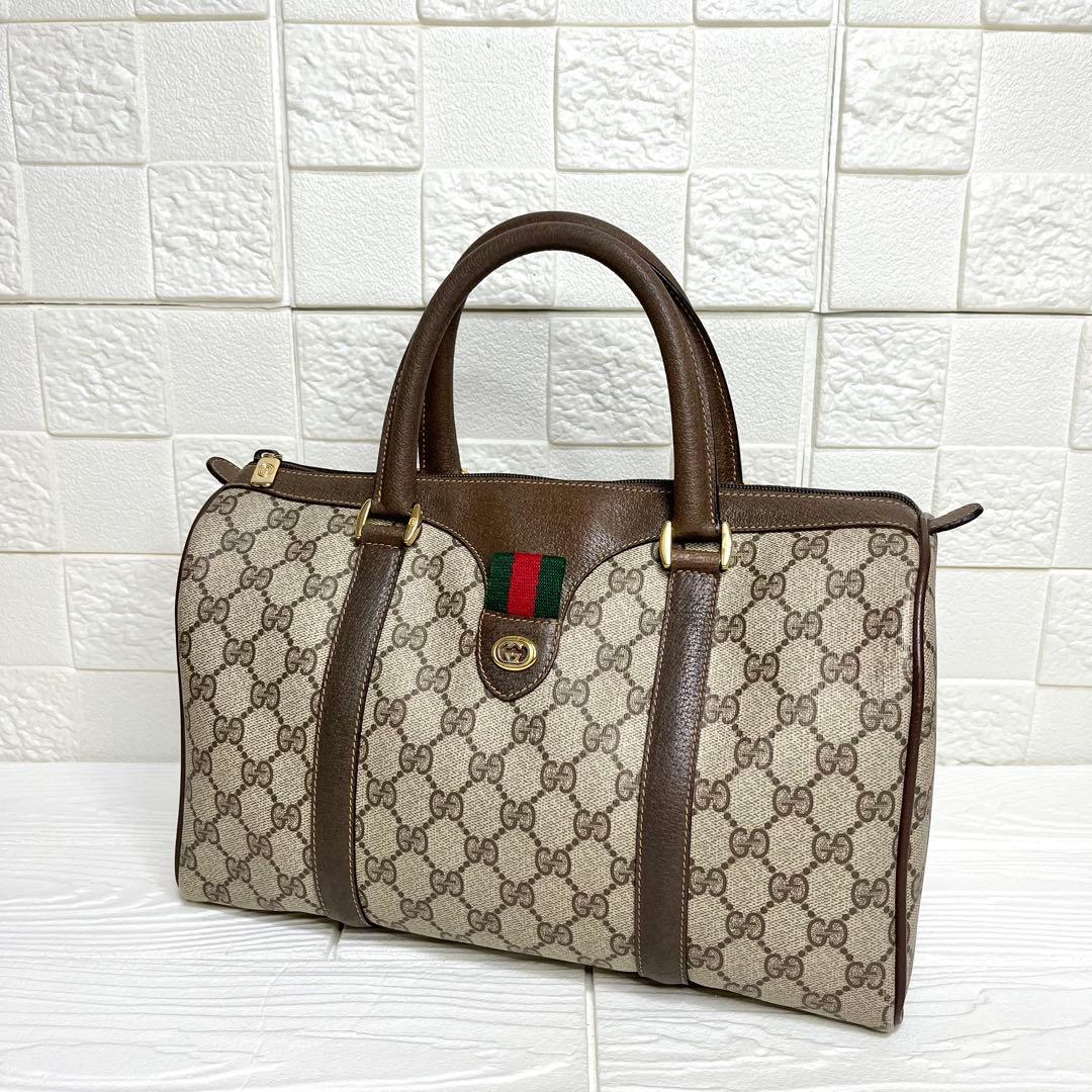 ✨極美品✨☘️GUCCI☘️✨ボストンバッグ✨シェリー✨GG柄✨PVCレザー✨